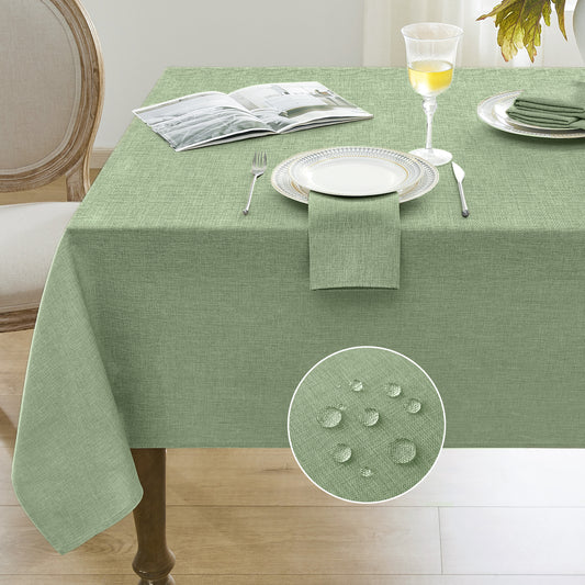 Waterproof Stain-Resistant Polyester Tablecloth in Solid Sage Green