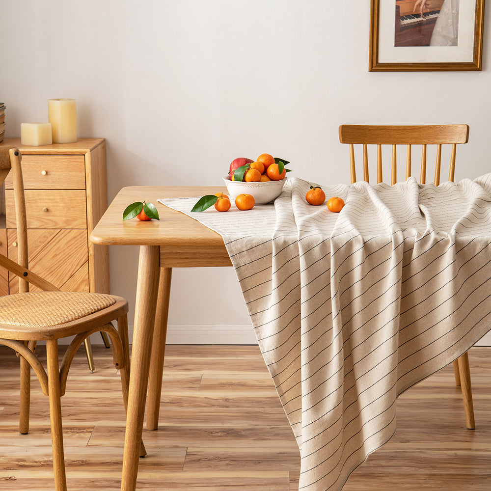 Airy Single-Stripe Linen-Cotton Tablecloth-Single-Stripe