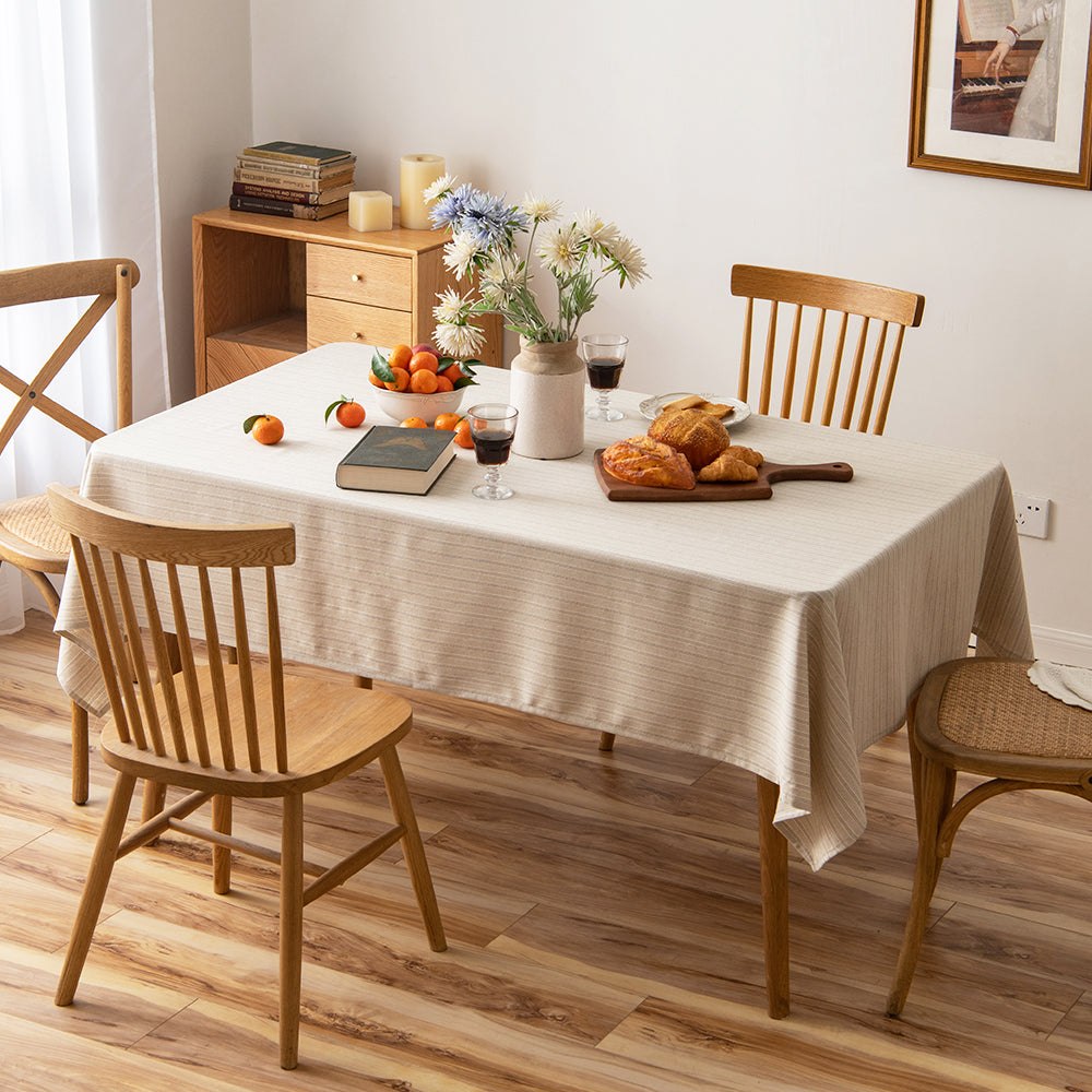 Fresh Striped Linen-Cotton Tablecloth-Dual-Stripe
