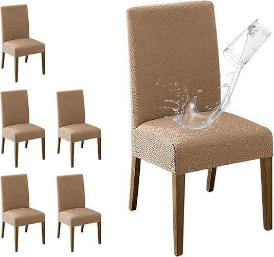 Polyester 100% Waterproof Oblong Pattern Chair Covers in Khaki