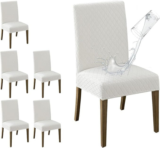 Polyester 100% Waterproof Diamond Pattern Chair Covers in White
