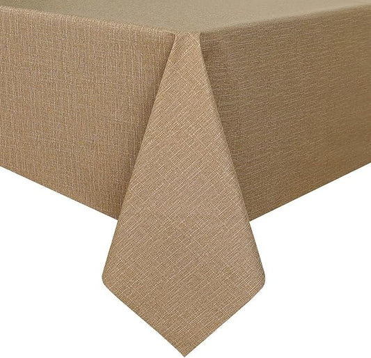 PVC Waterproof Burlap Textured Tablecloth in Caramel