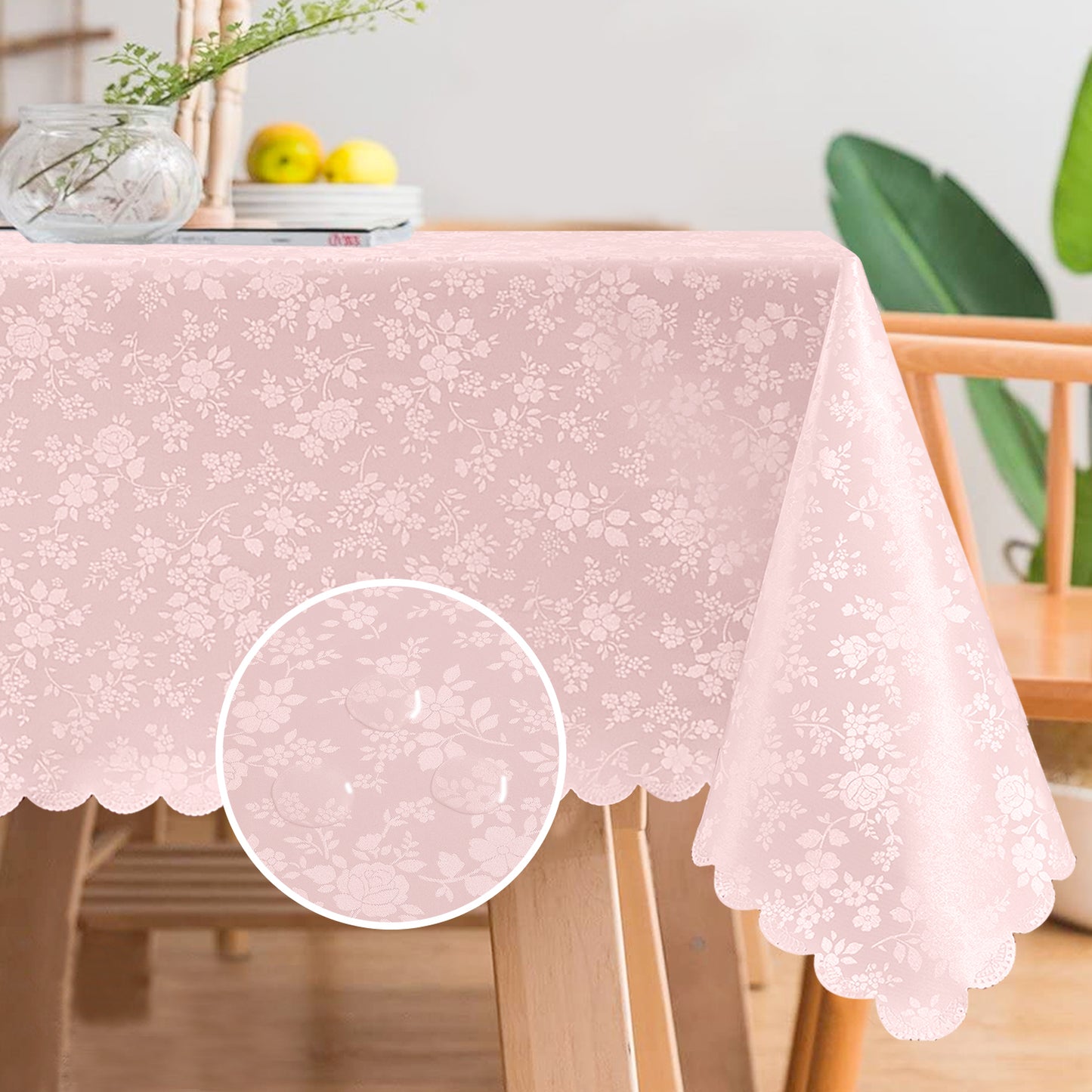 Polyurethane 100% Waterproof and Oil Resistant Chequered Tablecloth in Pink