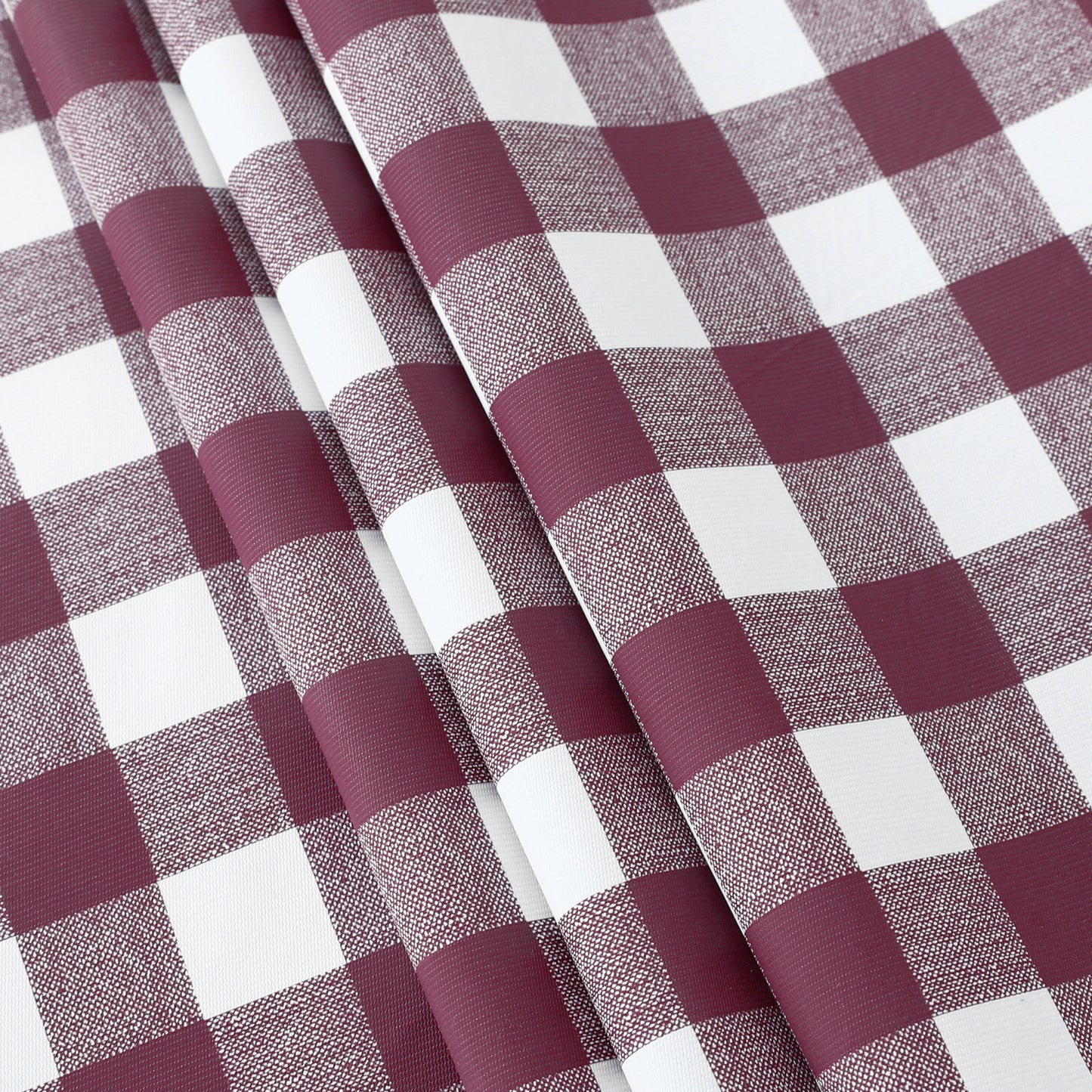PVC Waterproof and Oil Resistant Plaid Tablecloth in Burgundy and White
