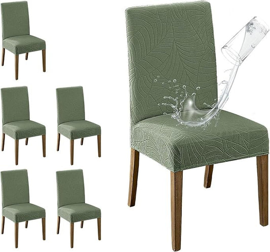 Polyester 100% Waterproof Leaf Pattern Chair Covers in Green