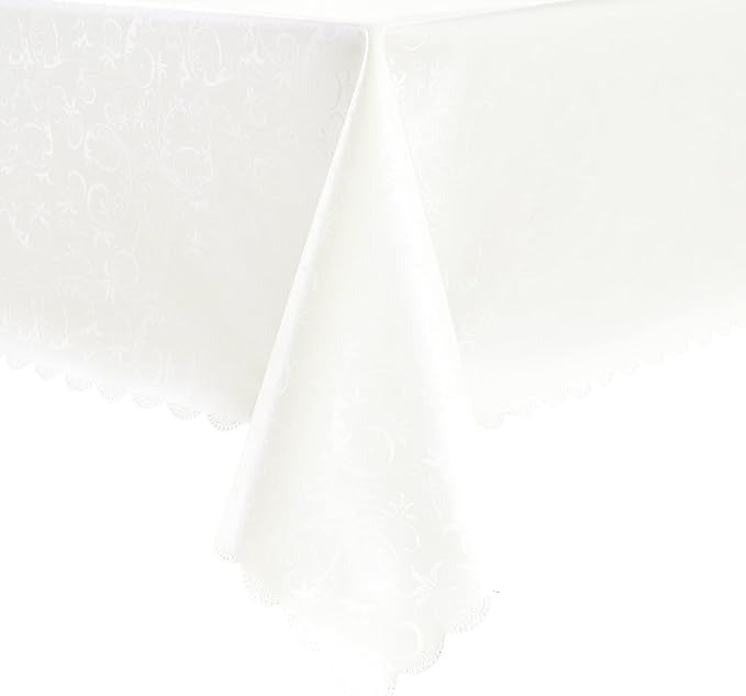 Polyurethane Crochet 100% Waterproof and Oil Resistant Chequered Tablecloth in White