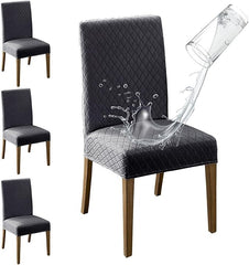 Polyester 100% Waterproof Diamond Pattern Chair Covers in Dark Grey