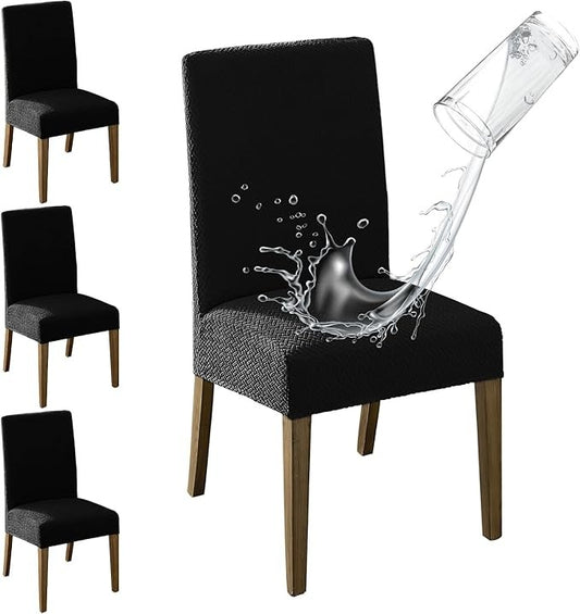Polyester 100% Waterproof Oblong Pattern Chair Covers in Black