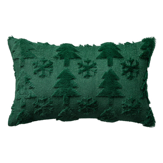 Green Christmas Tree Snowflake Embroidered Throw Pillowcases