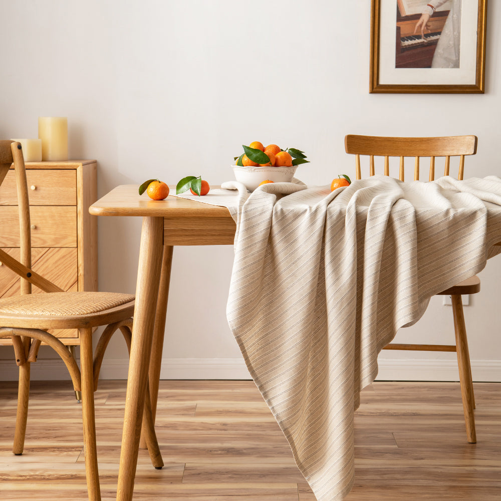 Fresh Striped Linen-Cotton Tablecloth-Dual-Stripe