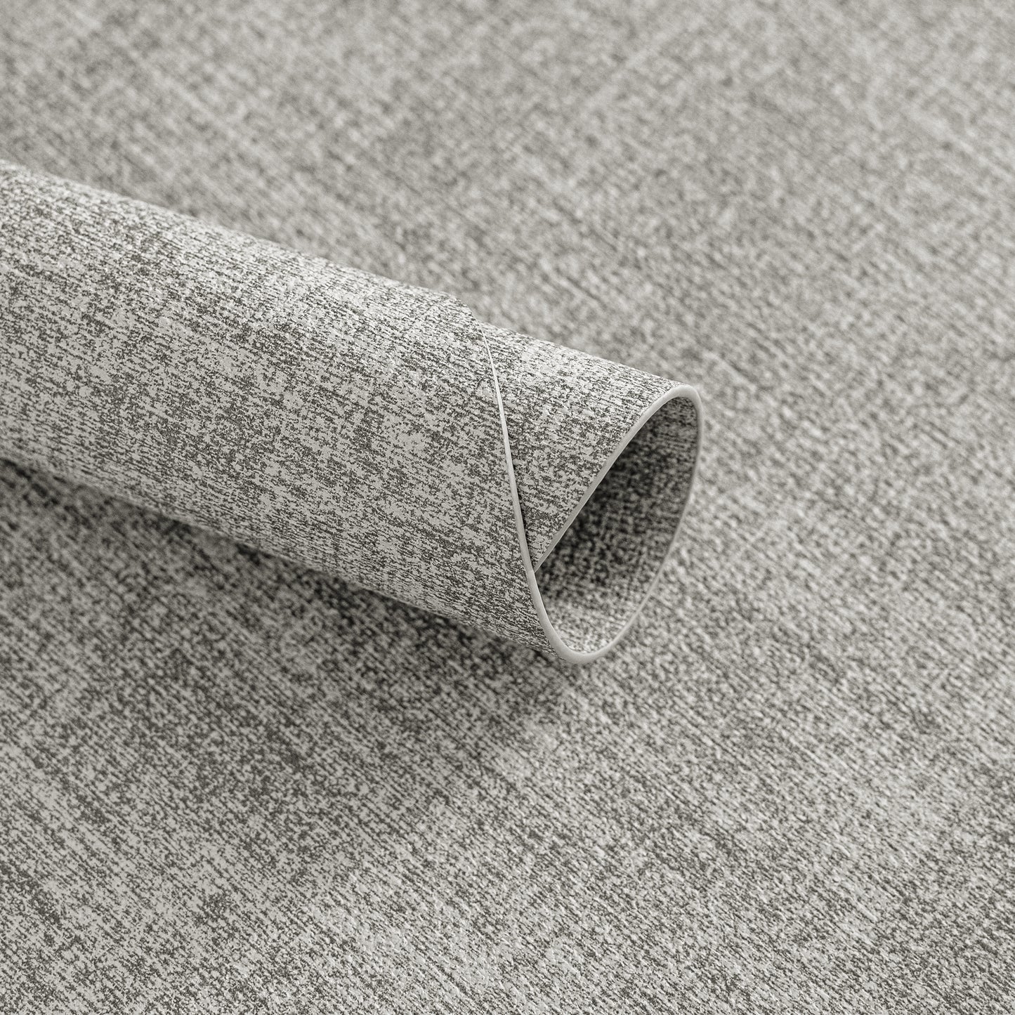 Polyurethane Linen-textured 100% Waterproof Oil-Proof Wipeable Heat Resistant Round Placemats Set in Light Grey