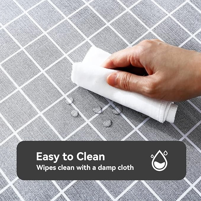 PVC Waterproof and Oil Resistant LargePlaid Tablecloth in Gray