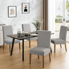 Polyester 100% Waterproof Leaf Pattern Chair Covers in Light Grey