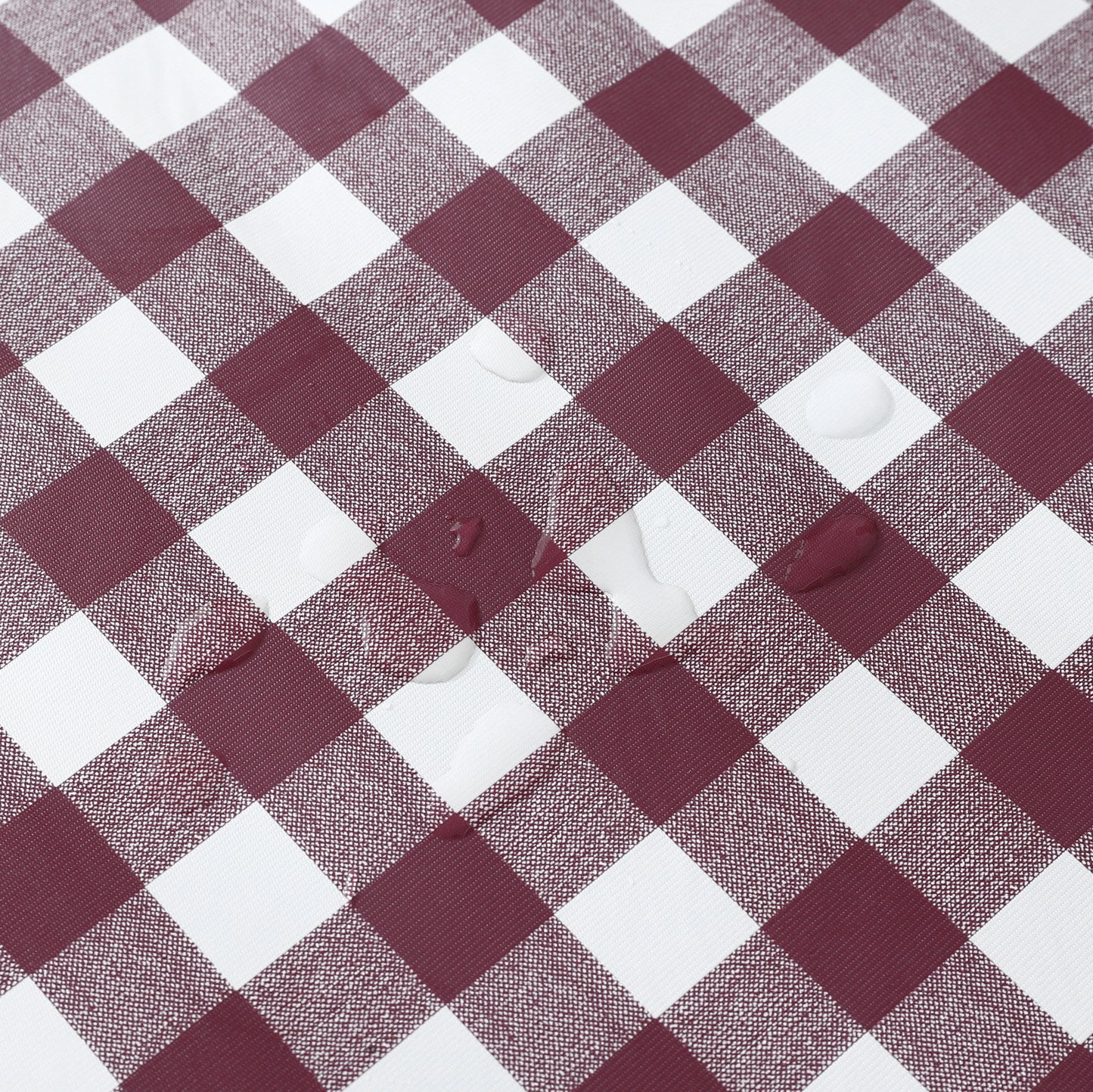 PVC Waterproof and Oil Resistant Plaid Tablecloth in Burgundy and White