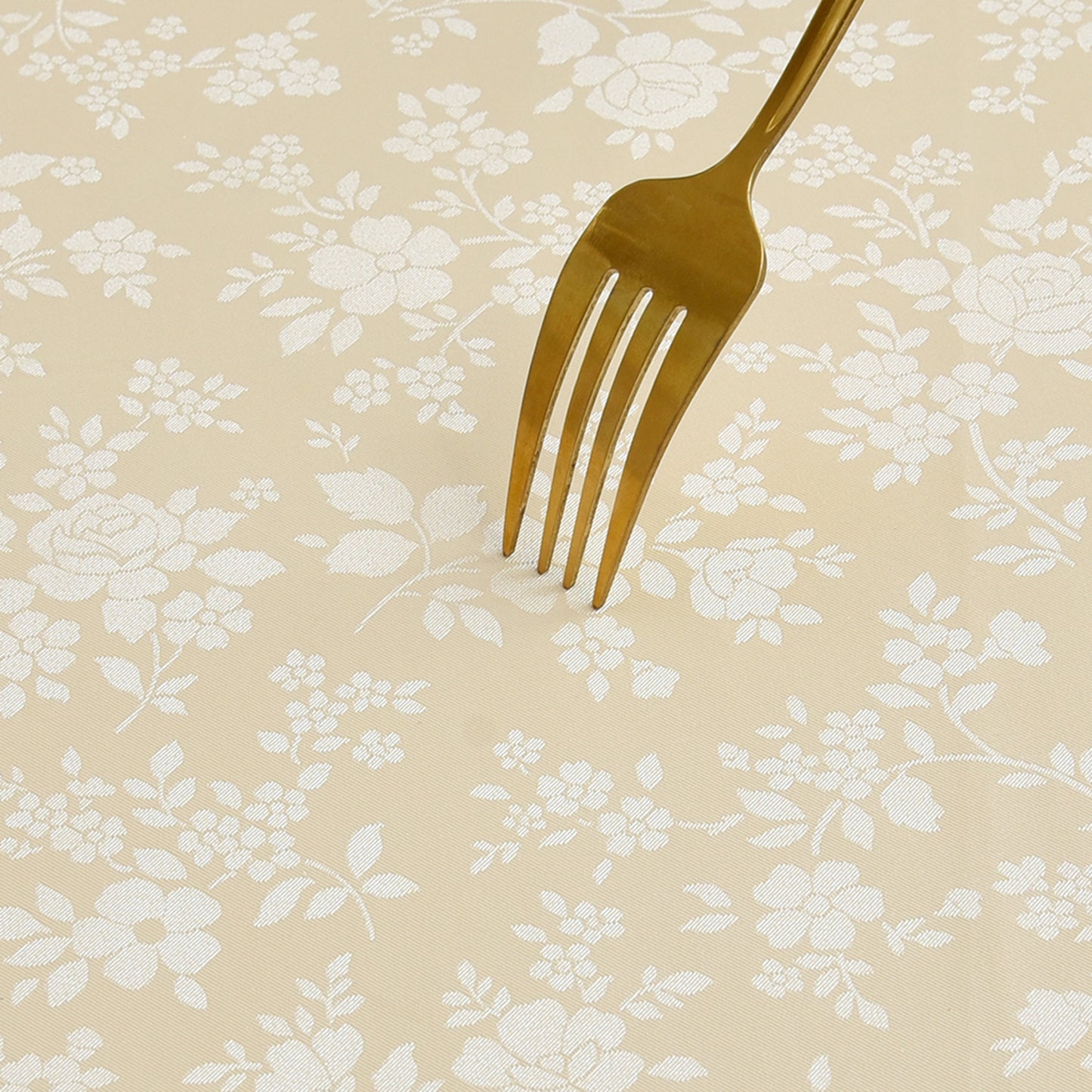 Polyurethane 100% Waterproof and Oil Resistant Chequered Tablecloth in Beige