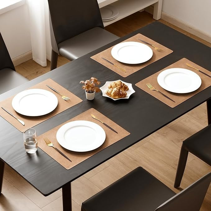 Polyurethane 100% Waterproof Oil-Proof Wipeable Heat Resistant Placemats Set in Camel
