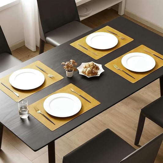 Polyurethane 100% Waterproof Oil-Proof Wipeable Heat Resistant Placemats Set in Yellow
