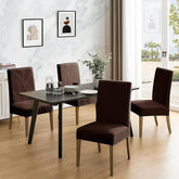 Polyester 100% Waterproof Leaf Pattern Chair Covers in Chocolate