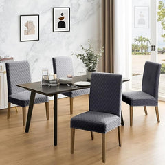 Polyester 100% Waterproof Diamond Pattern Chair Covers in Dark Grey