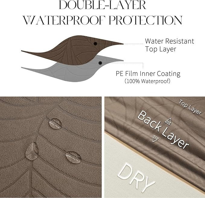 Polyester 100% Waterproof Leaf Pattern Chair Covers in Taupe