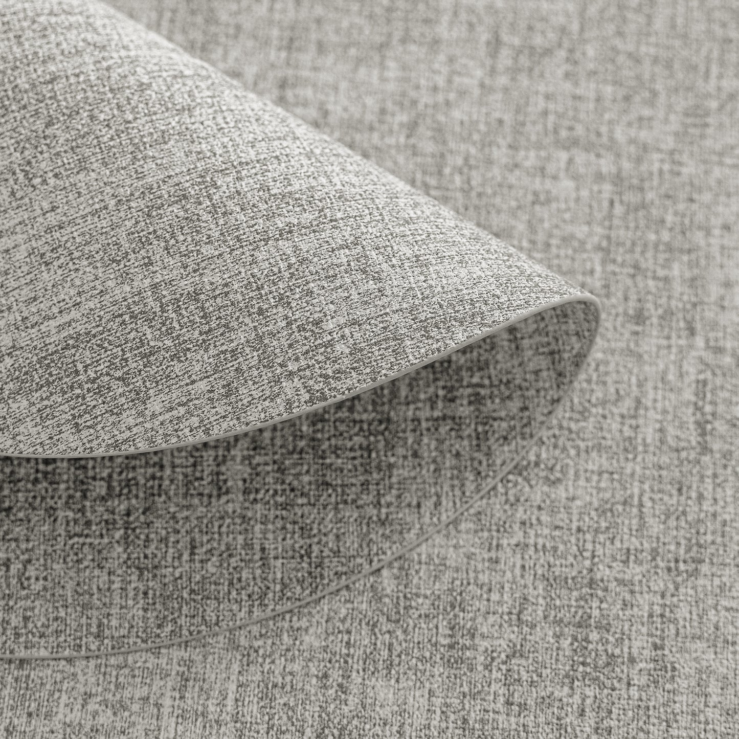 Polyurethane Linen-textured 100% Waterproof Oil-Proof Wipeable Heat Resistant Round Placemats Set in Light Grey