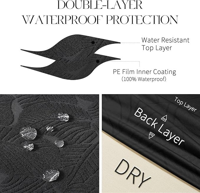 Polyester 100% Waterproof Leaves Pattern Chair Covers in Black