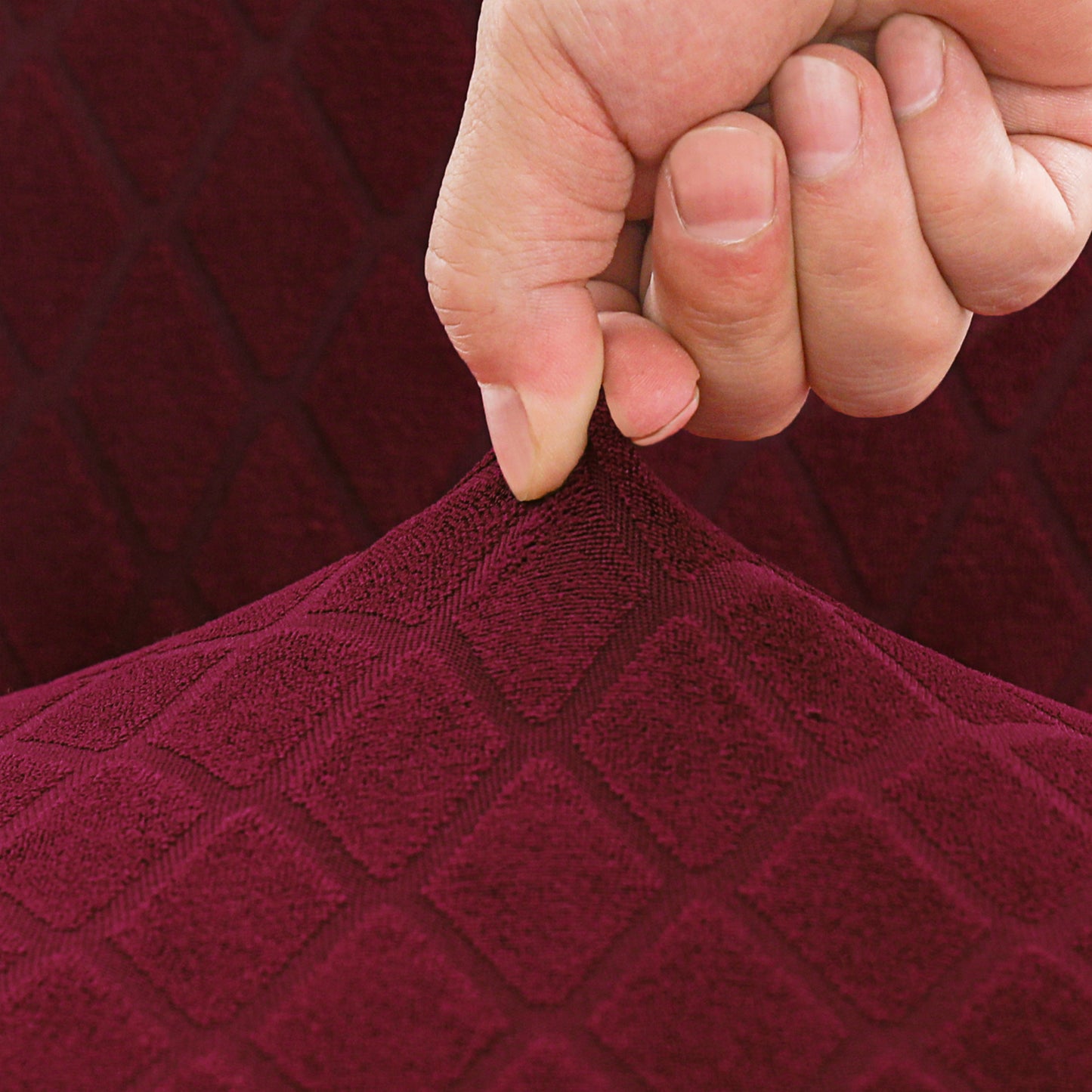 Polyester 100% Waterproof Diamond Pattern Chair Covers in Burgundy