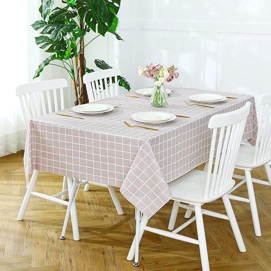 PVC Waterproof and Oil Resistant LargePlaid Tablecloth in Sand