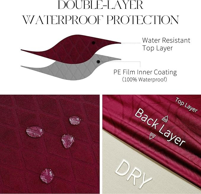Polyester 100% Waterproof Diamond Pattern Chair Covers in Burgundy