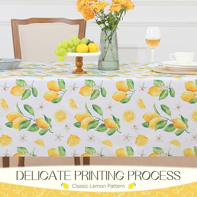 Polyester Lemon-patterned tablecloth(with white background )