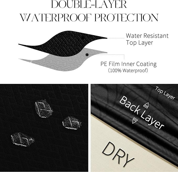 Polyester 100% Waterproof Oblong Pattern Chair Covers in Black