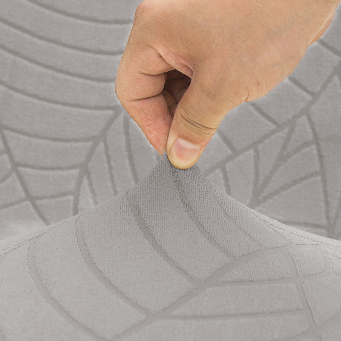 Polyester 100% Waterproof Leaf Pattern Chair Covers in Light Grey
