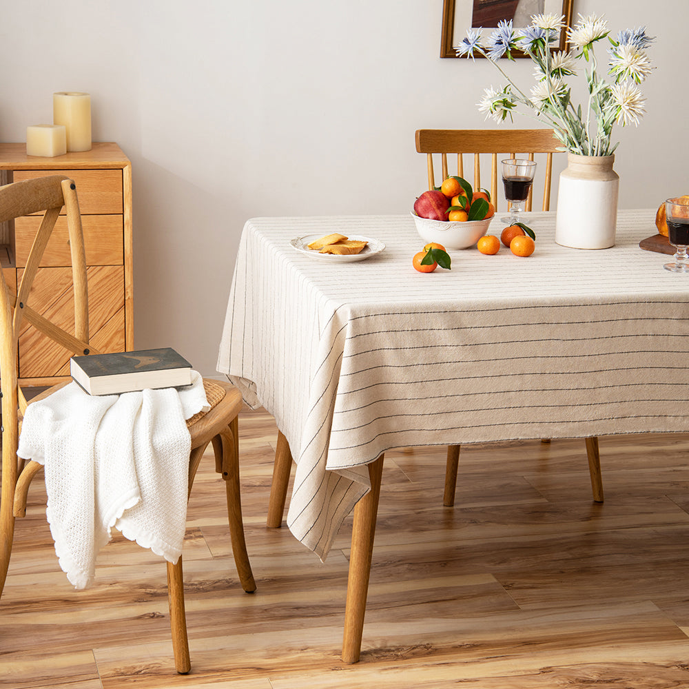 Airy Single-Stripe Linen-Cotton Tablecloth-Single-Stripe