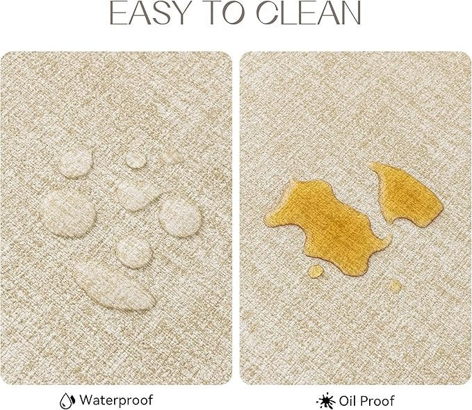 Polyurethane Linen-textured 100% Waterproof Oil-Proof Wipeable Heat Resistant Placemats Set in Beige