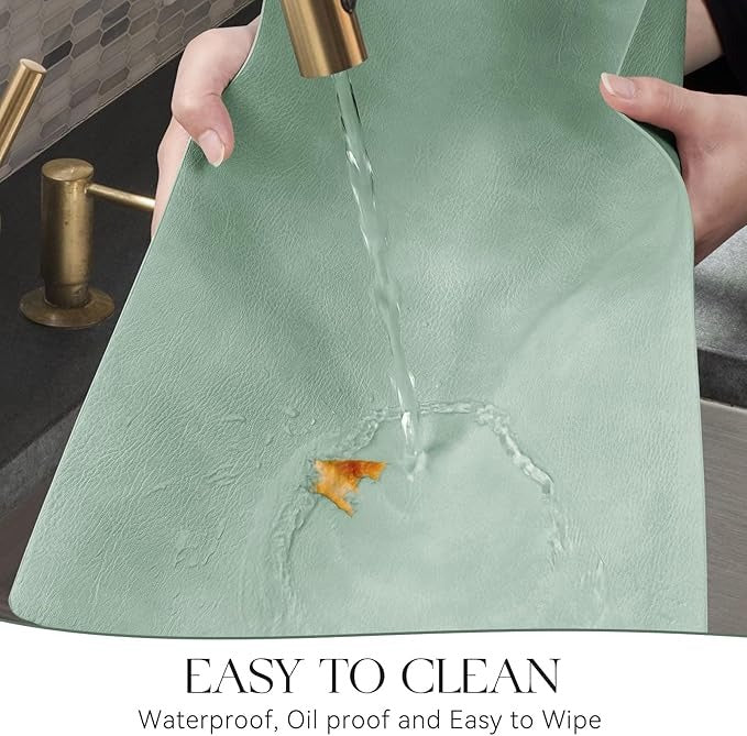 Polyurethane 100% Waterproof Oil-Proof Wipeable Heat Resistant Placemats Set in Green
