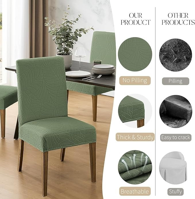 Polyester 100% Waterproof Leaf Pattern Chair Covers in Green