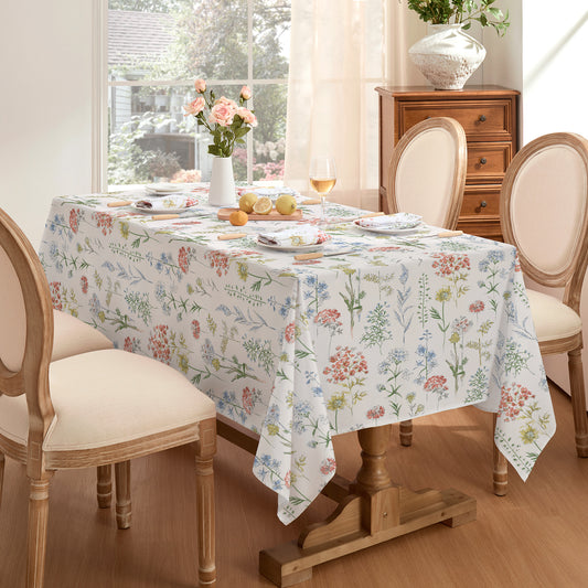 Polyester Waterproof And Stain Resistant Wild Floral Tablecloth in Wildflower-b