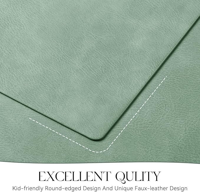 Polyurethane 100% Waterproof Oil-Proof Wipeable Heat Resistant Placemats Set in Green