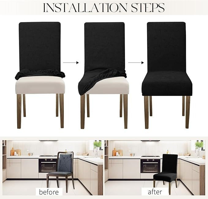 Polyester 100% Waterproof Leaves Pattern Chair Covers in Black