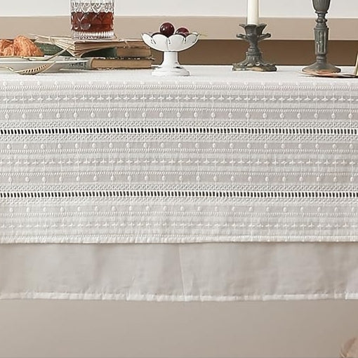 Vintage Cotton White Lace Tablecloth