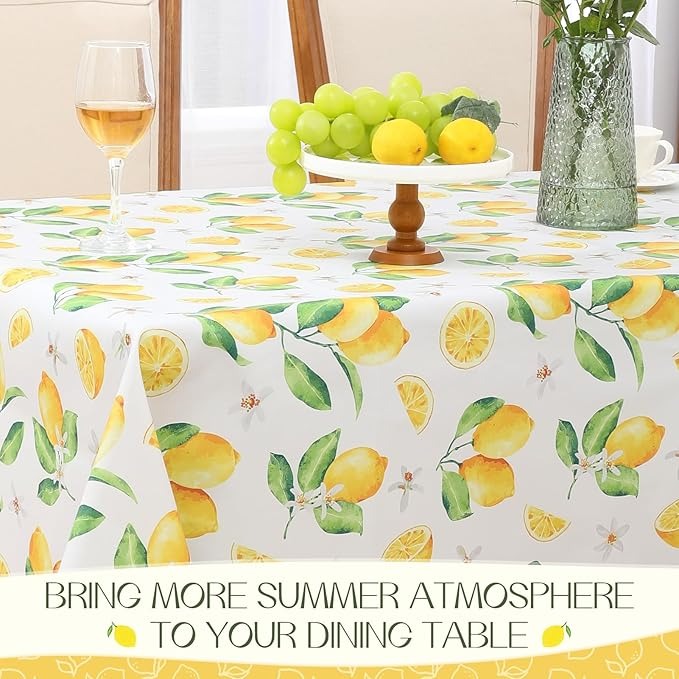 Polyester Lemon-patterned tablecloth(with white background )