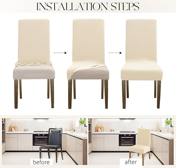 Polyester 100% Waterproof Oblong Pattern Chair Covers in Beige