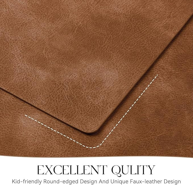 Polyurethane 100% Waterproof Oil-Proof Wipeable Heat Resistant Placemats Set in Reddish Brown