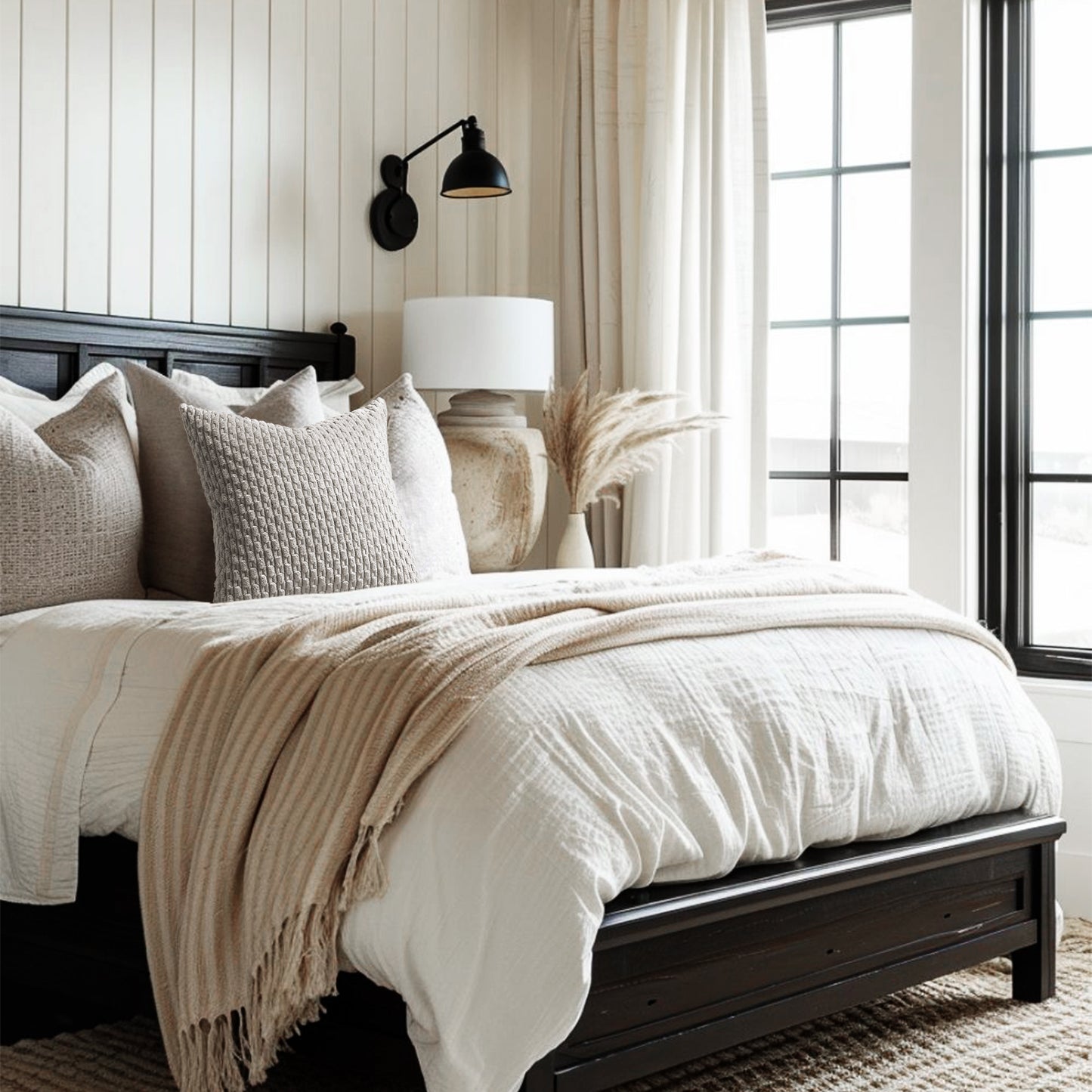 Soft Corduroy Chain-Link Textured Pillowcases in Grey