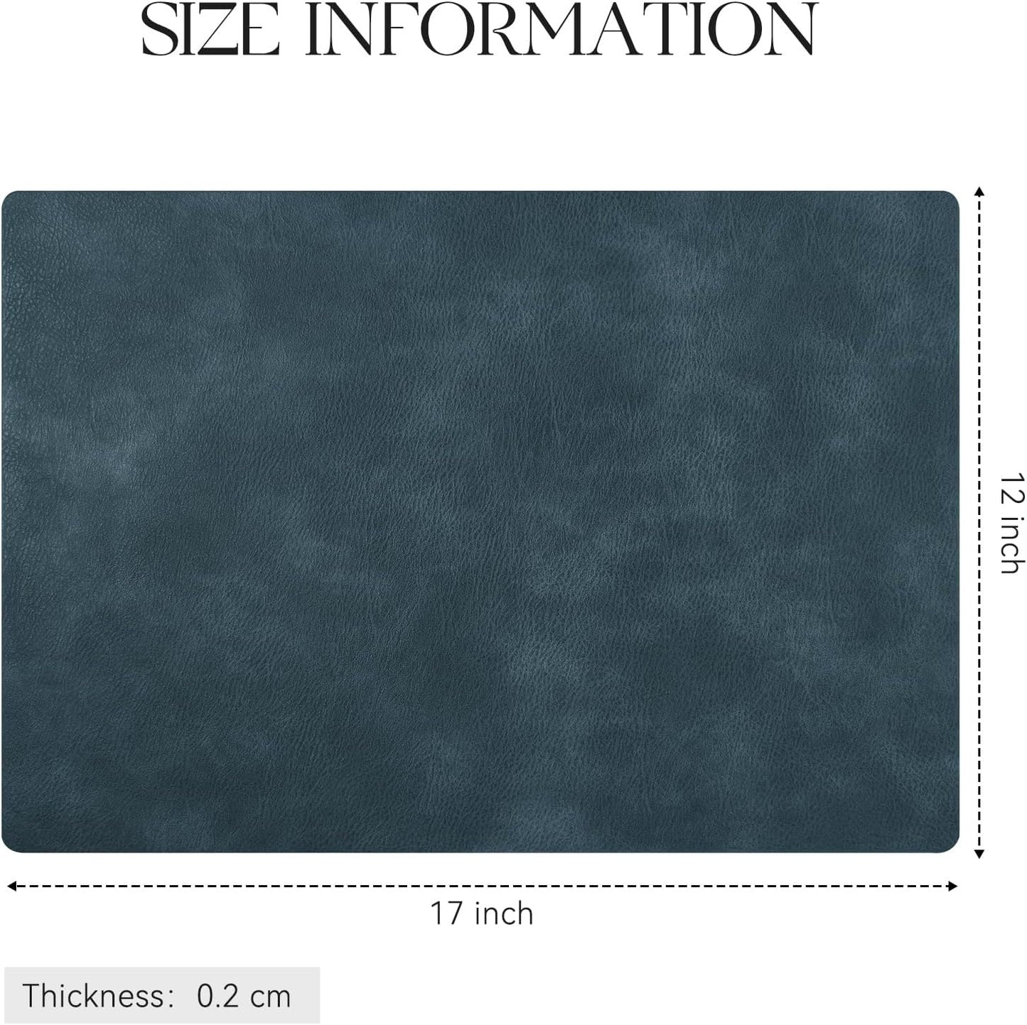 Polyurethane 100% Waterproof Oil-Proof Wipeable Heat Resistant Placemats Set in Navy Blue