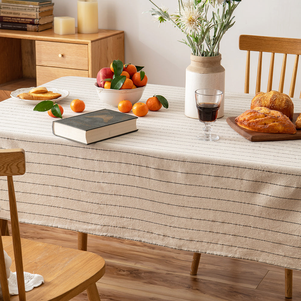 Airy Single-Stripe Linen-Cotton Tablecloth-Single-Stripe
