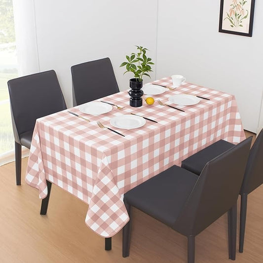 PVC Waterproof Plaid Wrap Plaid Tablecloth in White and Pink