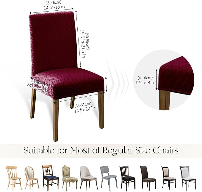 Polyester 100% Waterproof Diamond Pattern Chair Covers in Burgundy