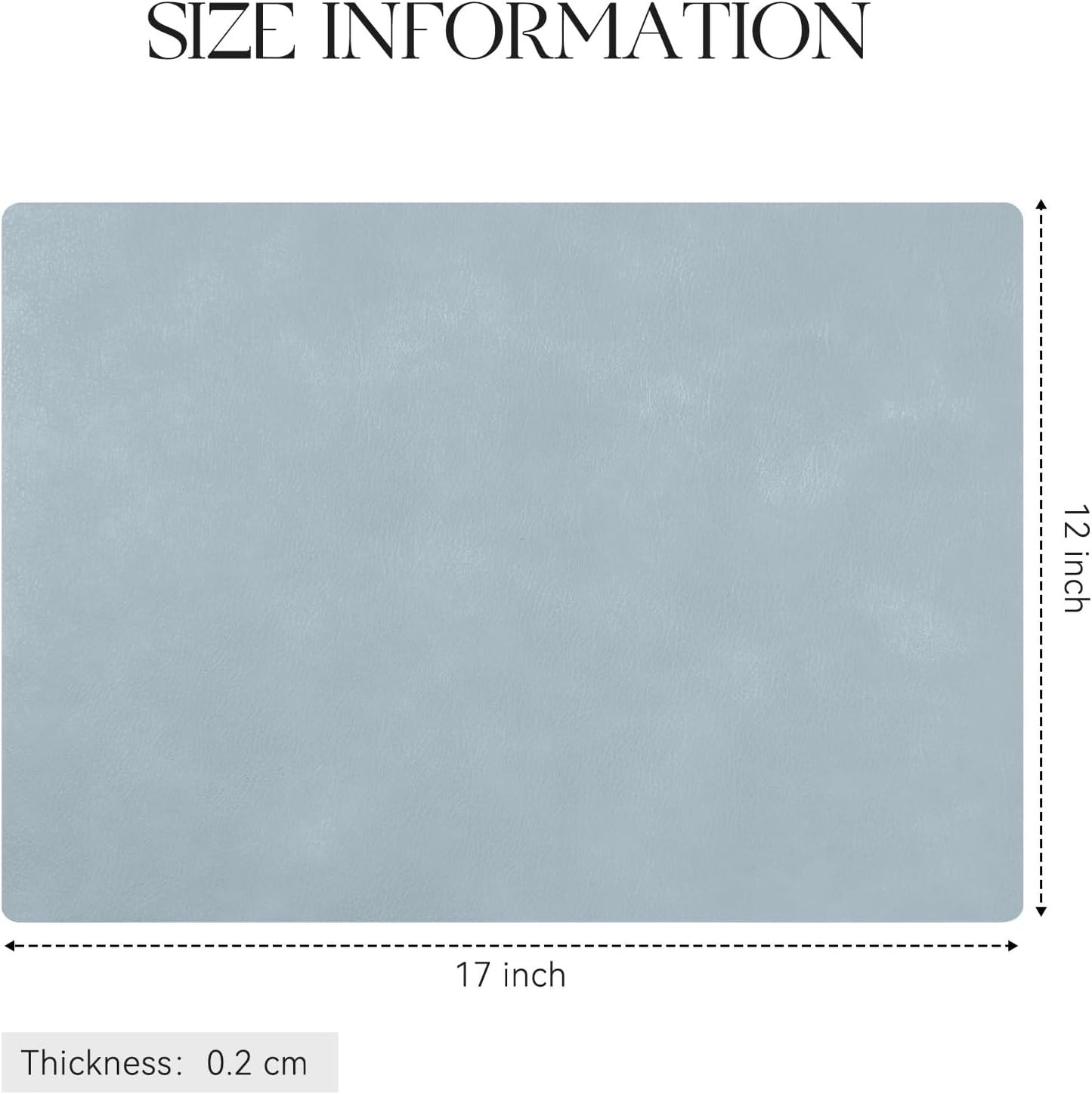 Polyurethane 100% Waterproof Oil-Proof Wipeable Heat Resistant Placemats Set in Light Blue