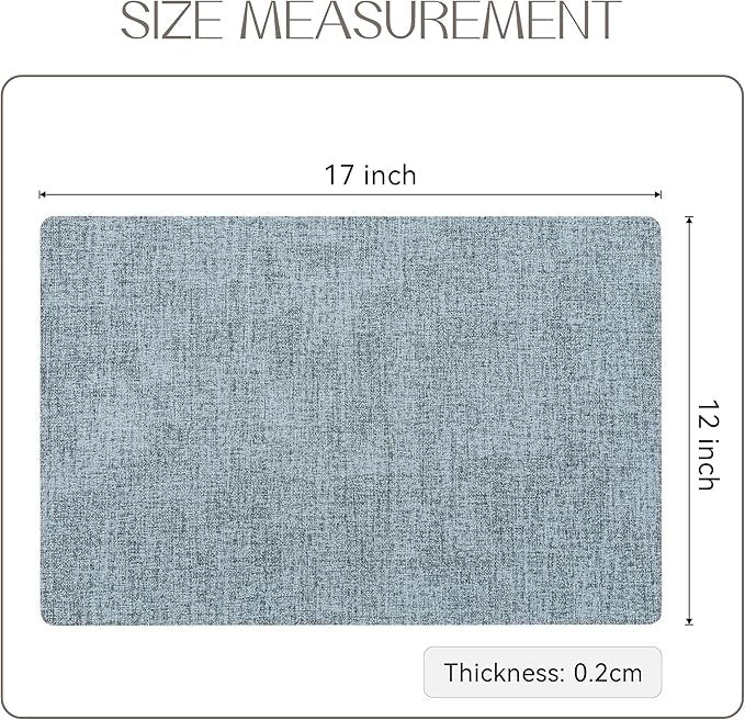 Polyurethane Linen-textured 100% Waterproof Oil-Proof Wipeable Heat Resistant Placemats Set in Sky Blue